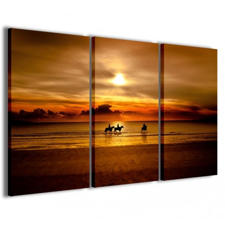 Quadro Poster Tela Horses Sunset 120x90 - 1