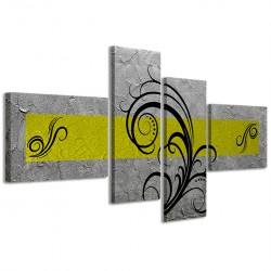 Quadro Poster Tela Abstract Essence Argento Giallo 160x70