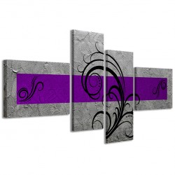 Quadro Poster Tela Abstract Essence Argento Viola 160x70