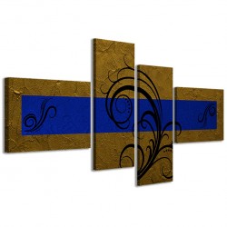 Quadro Poster Tela Abstract Essence Oro Blu 160x70