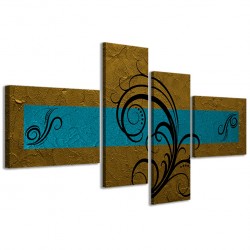 Quadro Poster Tela Abstract Essence Oro Celeste 160x70