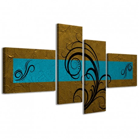 Quadro Poster Tela Abstract Essence Oro Turchese 160x70 - 1
