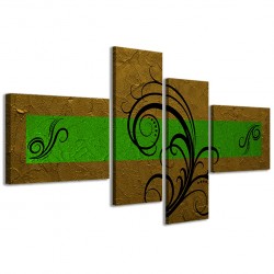 Quadro Poster Tela Abstract Essence Oro Verde 160x70