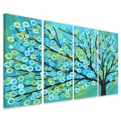 Quadro Poster Tela Blue Gold Tree 160x90