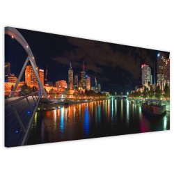 Quadro Poster Tela Melbourne River Panoramic 40x90