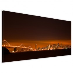 Quadro Poster Tela New York Bridge Night 40x90 - 1