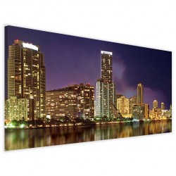 Quadro Poster Tela Panoramica Miami Skyline 40x90