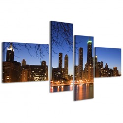 Quadro Poster Tela Chicago by Night 160x70