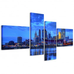 Quadro Poster Tela Night Blue City 160x70