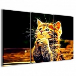 Quadro Poster Tela Cat Fire 100x70