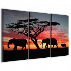 Quadro Poster Tela Group of Elephant 100x70 - 1